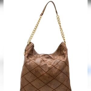 Tory Burch Leather Chain-Link Hobo Brown- Good Condition